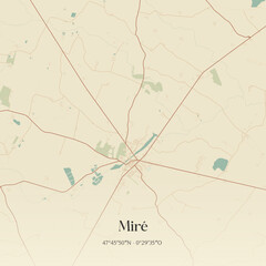 Fototapeta premium Vintage map of Miré, France.