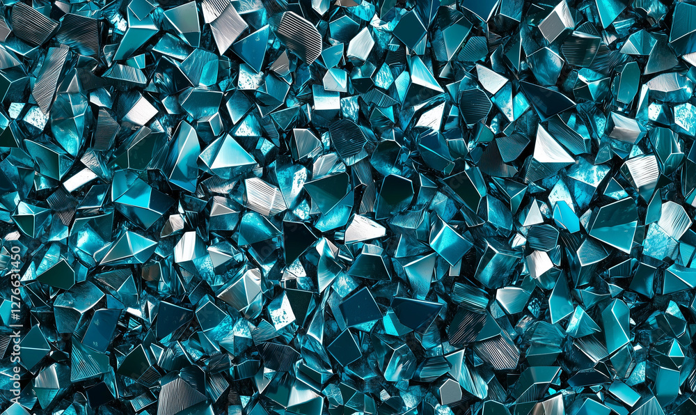 Aufkleber dynamic geometric polygonal shapes in teal background abstract art composition studio environment mi