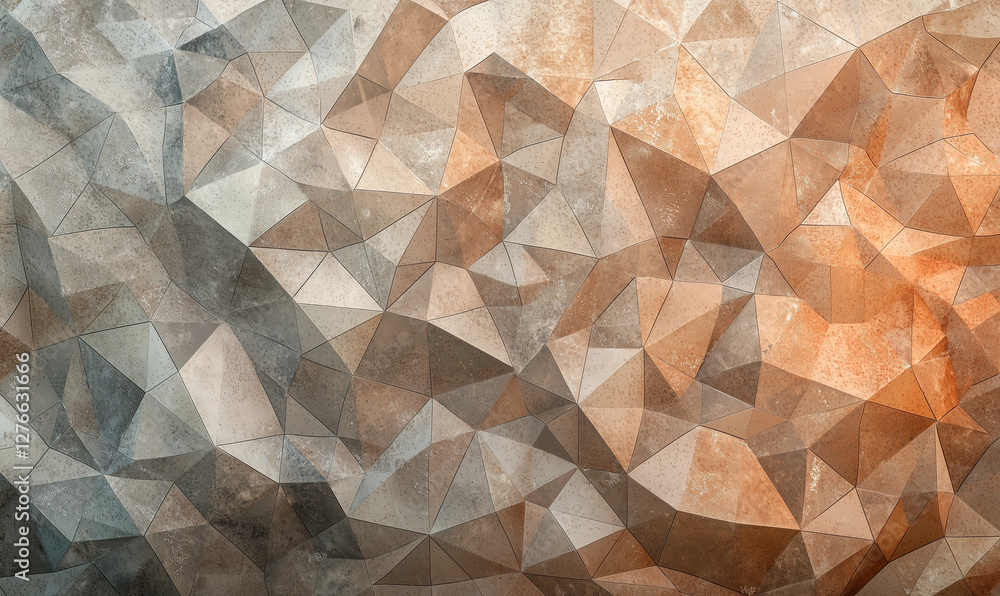 Poster geometric polygonal shapes background with copy space abstract art warm tones digital design texture