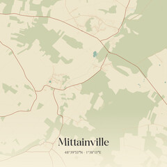 Fototapeta premium Vintage map of Mittainville, France.