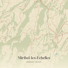 Fototapeta premium Vintage map of Miribel-les-Échelles, France.