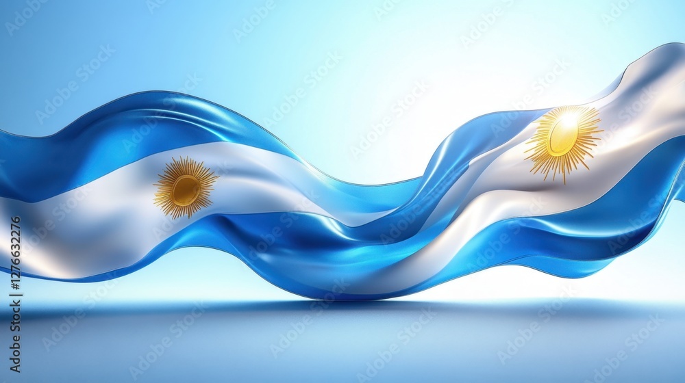 Poster waving flag of argentina: a vibrant display of national pride and identity on a soft gradient backgr