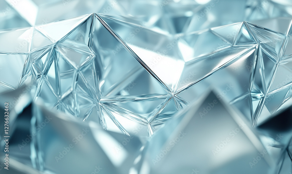 Poster dynamic geometric polygonal shapes in a crystal-like background with copy space for creative designs
