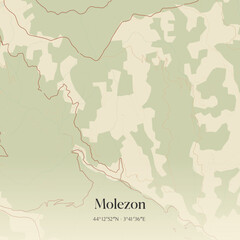Vintage map of Molezon, France.