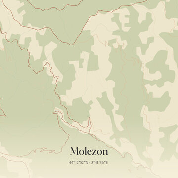 Vintage map of Molezon, France.