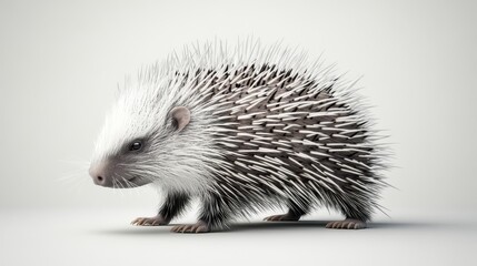 Adorable porcupine with quills on a light background