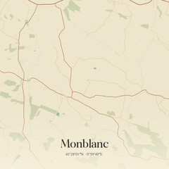Fototapeta premium Vintage map of Monblanc, France.