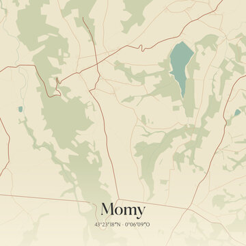 Vintage map of Momy, France.