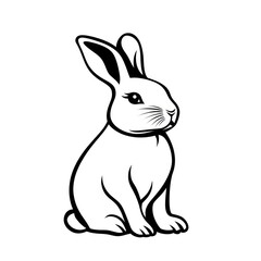 Fototapeta premium Simple rabbit logo linear art illustration stencil.