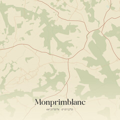 Fototapeta premium Vintage map of Monprimblanc, France.