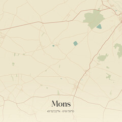 Obraz premium Vintage map of Mons, France.