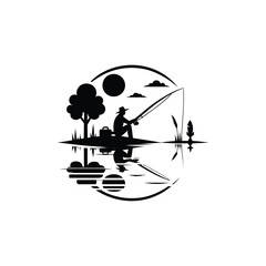 fishing silhouette clip art vector design