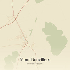 Fototapeta premium Vintage map of Mont-Bonvillers, France.