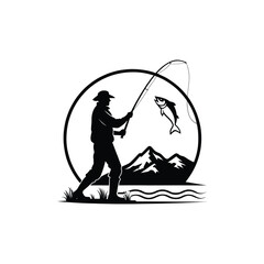 fishing silhouette clip art vector design © btb