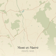Obraz premium Vintage map of Mont-et-Marré, France.