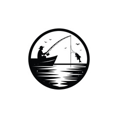 fishing silhouette clip art vector design