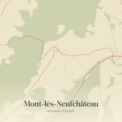Obraz premium Vintage map of Mont-lès-Neufchâteau, France.