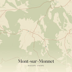 Obraz premium Vintage map of Mont-sur-Monnet, France.