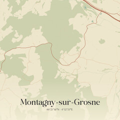 Obraz premium Vintage map of Montagny-sur-Grosne, France.