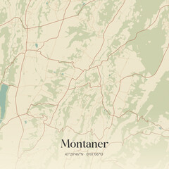 Obraz premium Vintage map of Montaner, France.