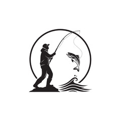 fishing silhouette clip art vector design