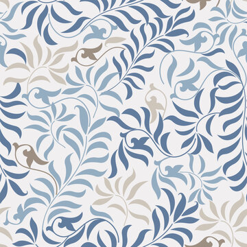 Hand drawn  floral seamless pattern. Victorian floral style. Design for fashion, textile, wallpaper, cards, wrapping paper. Vector illustration