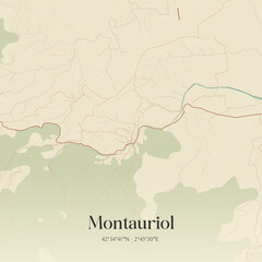 Obraz premium Vintage map of Montauriol, France.