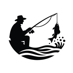 fishing silhouette clip art vector design