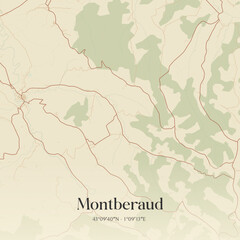 Obraz premium Vintage map of Montberaud, France.