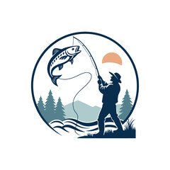 fishing silhouette clip art vector design