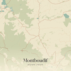 Obraz premium Vintage map of Montboudif, France.