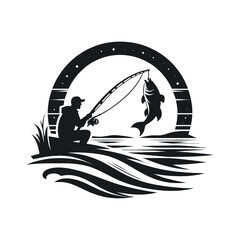 fishing silhouette clip art vector design