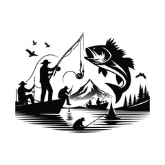 fishing silhouette clip art vector design © btb