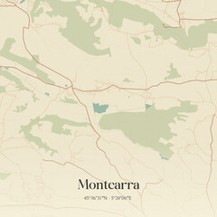 Fototapeta premium Vintage map of Montcarra, France.