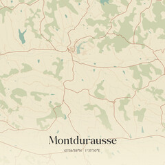 Fototapeta premium Vintage map of Montdurausse, France.