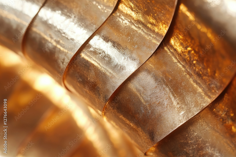 Aufkleber abstract close-up of overlapping, shimmering gold-toned layers, creating a textured, luxurious visua