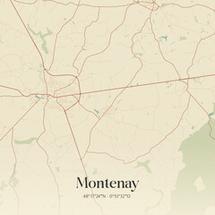 Obraz premium Vintage map of Montenay, France.