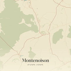Obraz premium Vintage map of Montenoison, France.