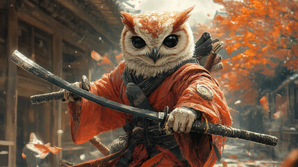owl with sword