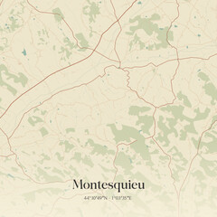 Fototapeta premium Vintage map of Montesquieu, France.