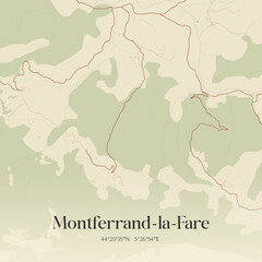 Obraz premium Vintage map of Montferrand-la-Fare, France.