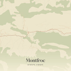 Obraz premium Vintage map of Montfroc, France.