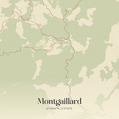 Fototapeta premium Vintage map of Montgaillard, France.