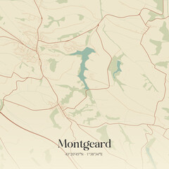 Obraz premium Vintage map of Montgeard, France.