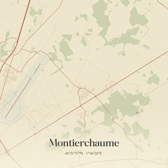 Fototapeta premium Vintage map of Montierchaume, France.