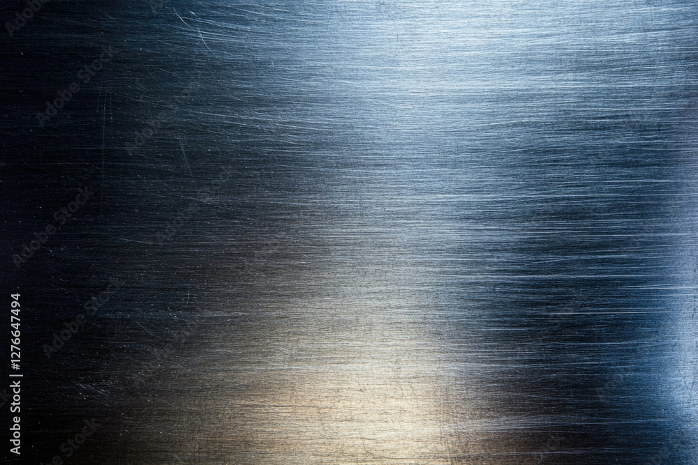 Poster Brushed metal texture with horizontal lines and a gradient of dark to light grey tones.