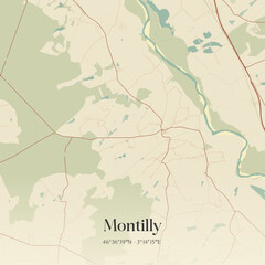 Obraz premium Vintage map of Montilly, France.