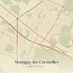 Obraz premium Vintage map of Montigny-lès-Cormeilles, France.