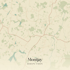 Obraz premium Vintage map of Montjay, France.