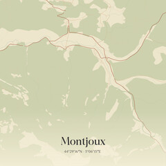 Fototapeta premium Vintage map of Montjoux, France.